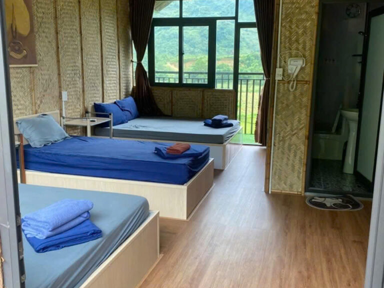 Shared dorm room for night three of the Ha Giang Loop with Safari House.