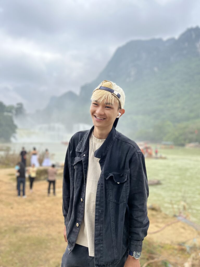 Boy in nature smiling